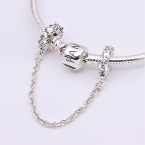 Pandora Clear Sparkle Safety Chain Charm - Picture 2 of 3
